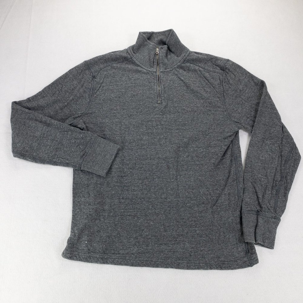 J Crew Mens Sweater Medium Gray Long Sleeve Funnel Neck Knit Sweatshirt  #1080